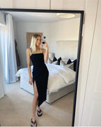 Slim Fit Black Slip Dress Midi photo 2