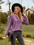 Puff Sleeve Ruffle Trim Blouse (3)