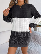Block Cable Knit Sweater Dress Textured Pattern (18)
