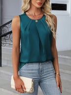 Pleated Round Neck Tank Top (4)