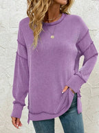 Side Slit Round Neck Sweatshirt (23)