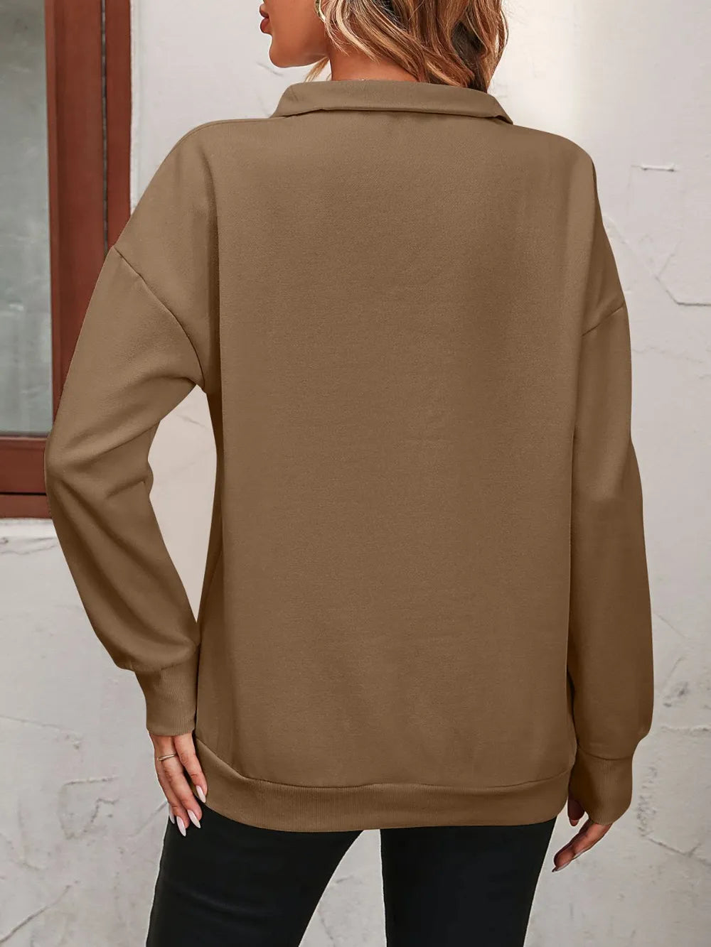 Zip-up Dropped Shoulder Sweatshirt (23)