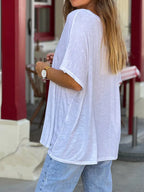 Casual V-neck Relaxed Fit T-shirt (7)