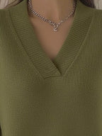 Full Size V-neck Long Sleeve Sweater Plus (14)
