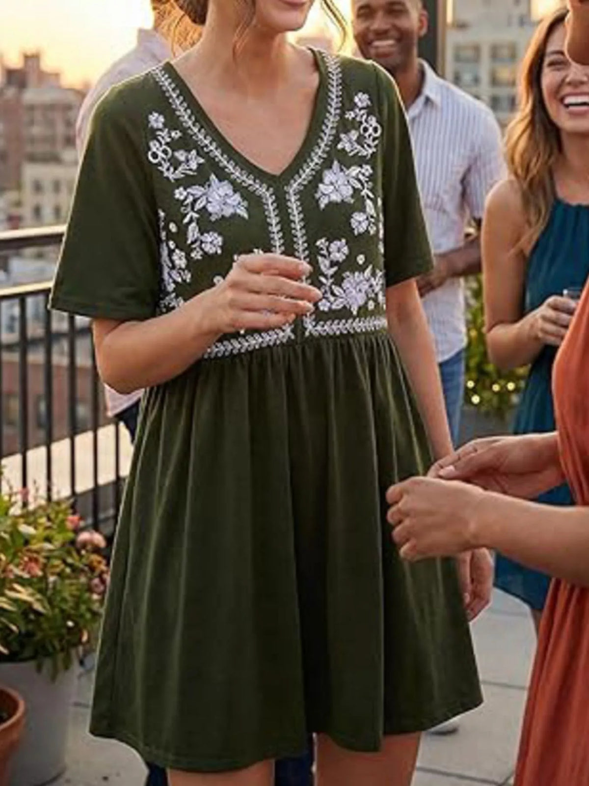 Floral V-neck Mini Dress (9)