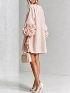3d Floral 3/4 Sleeve Mini Dress (2)