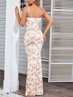 Floral Print Tie Strap Bodycon Maxi Dress (4)