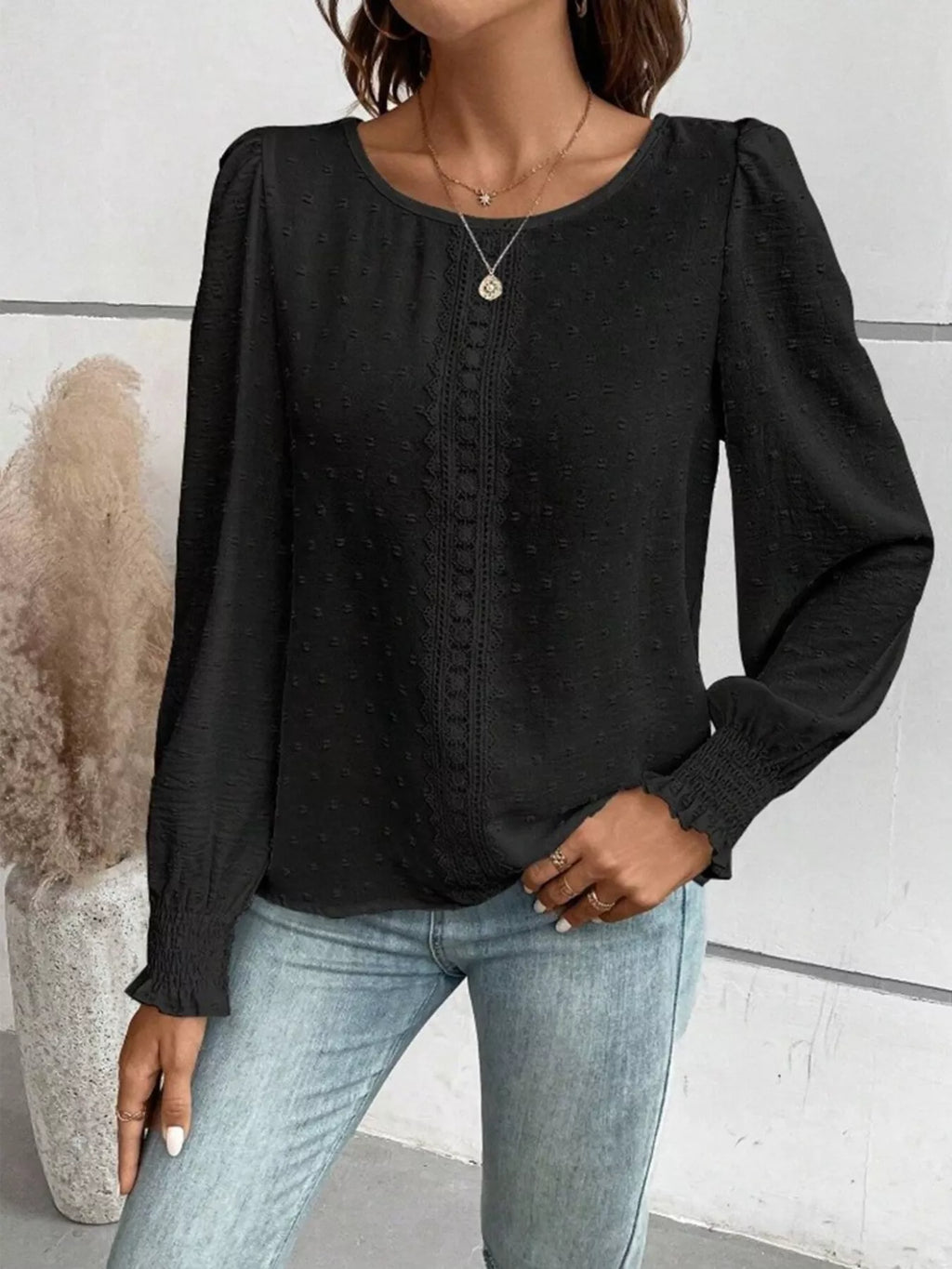 Swiss Dot Long Sleeve Blouse (20)