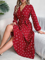 Tied Polka Dot Long Sleeve Midi Dress (24)