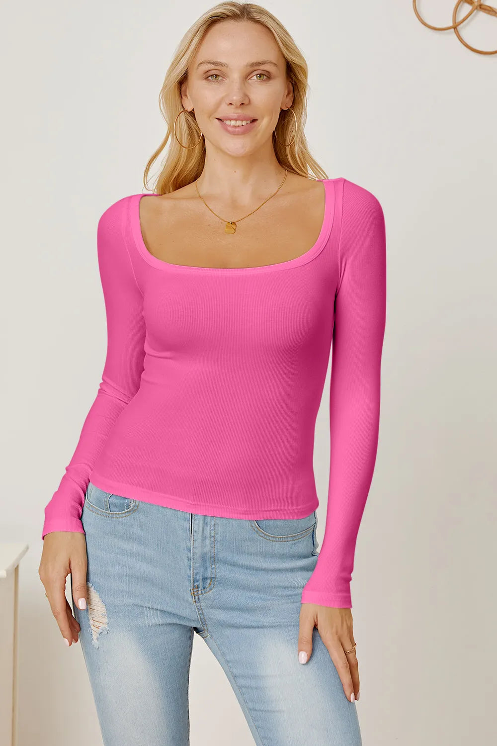 Square Neck Long Sleeve T-shirt (28)
