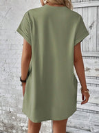 Round Neck Short Sleeve Mini Dress (17)