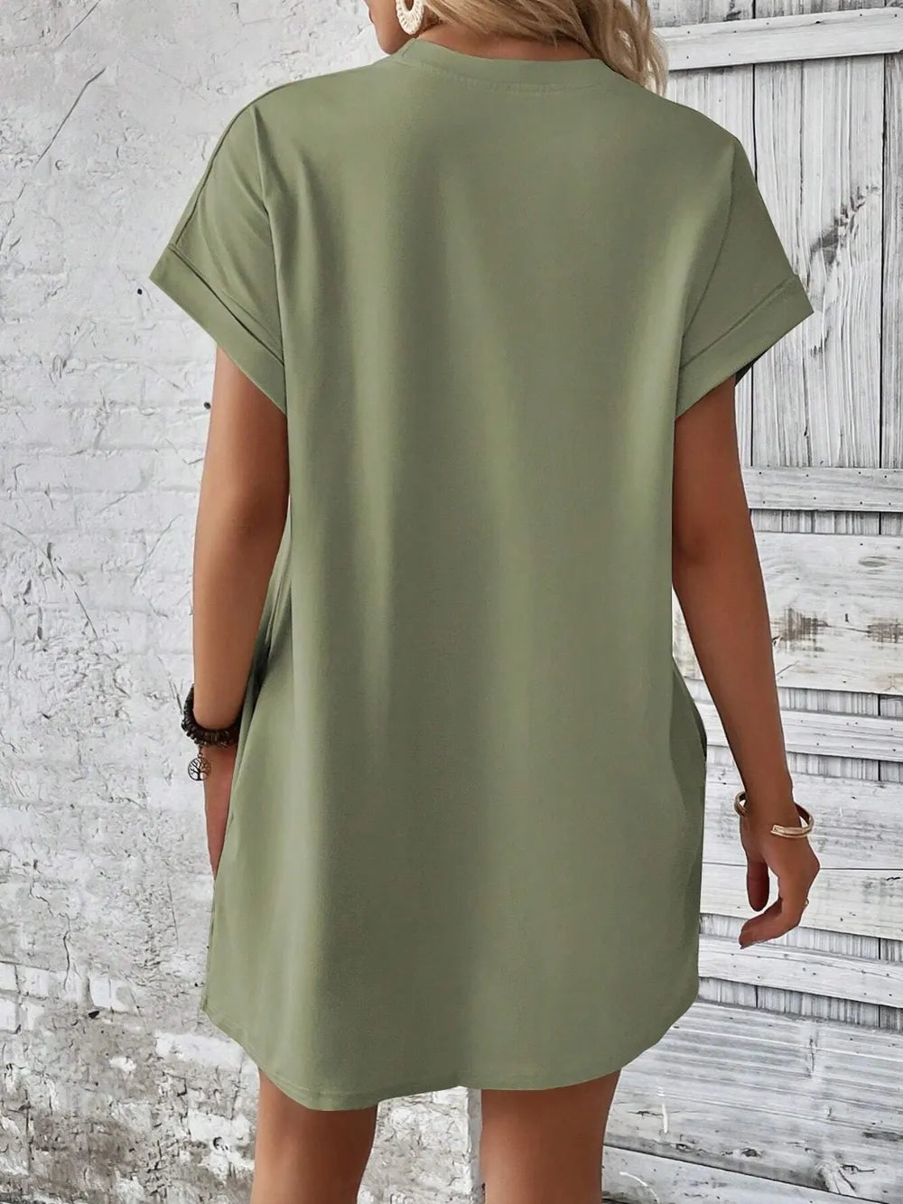 Round Neck Short Sleeve Mini Dress (17)