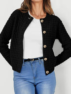 Textured Knit Button-front Cardigan (14)