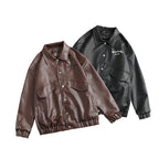 Leather Jacket Lapel Loose Retro Top photo 1