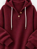 Full Size Waffle Knit Button Detail Hoodie Plus (29)