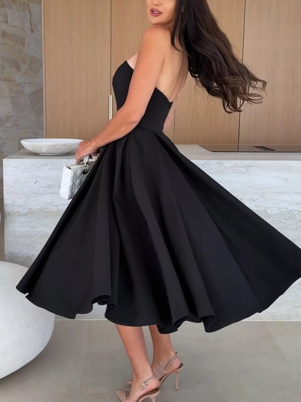 Strapless Ruched A-line Midi Dress (8)