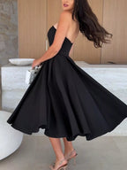 Strapless Ruched A-line Midi Dress (8)