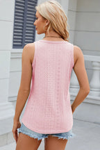 Eyelet V-neck Wide Strap Tank (12)