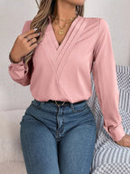 Layered V-neck Long Sleeve Blouse (12)
