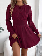Cable Knit Long Sleeve Sweater Dress (11)