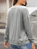 Quarter Button Dropped Shoulder Blouse (9)