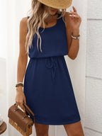 Waffle-knit Drawstring Mini Tank Dress (24)