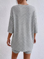 Striped Round Neck Top Shorts Set (25)