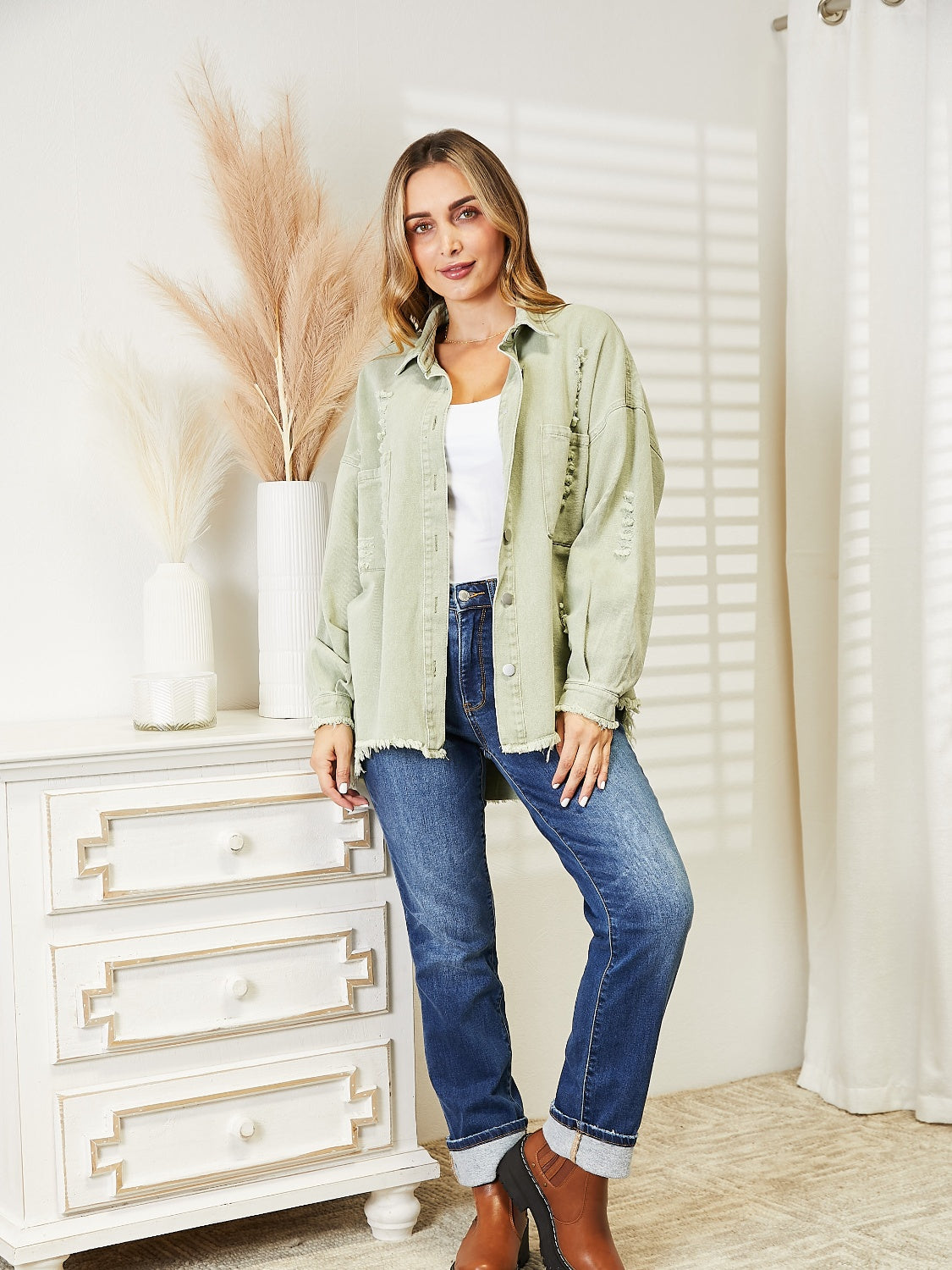 Distressed Raw Hem Denim Jacket (18)
