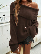 Off-shoulder Extra-long Sleeve Sweater (24)