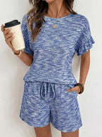 Ruffle Sleeve Textured Top Shorts Set (8)