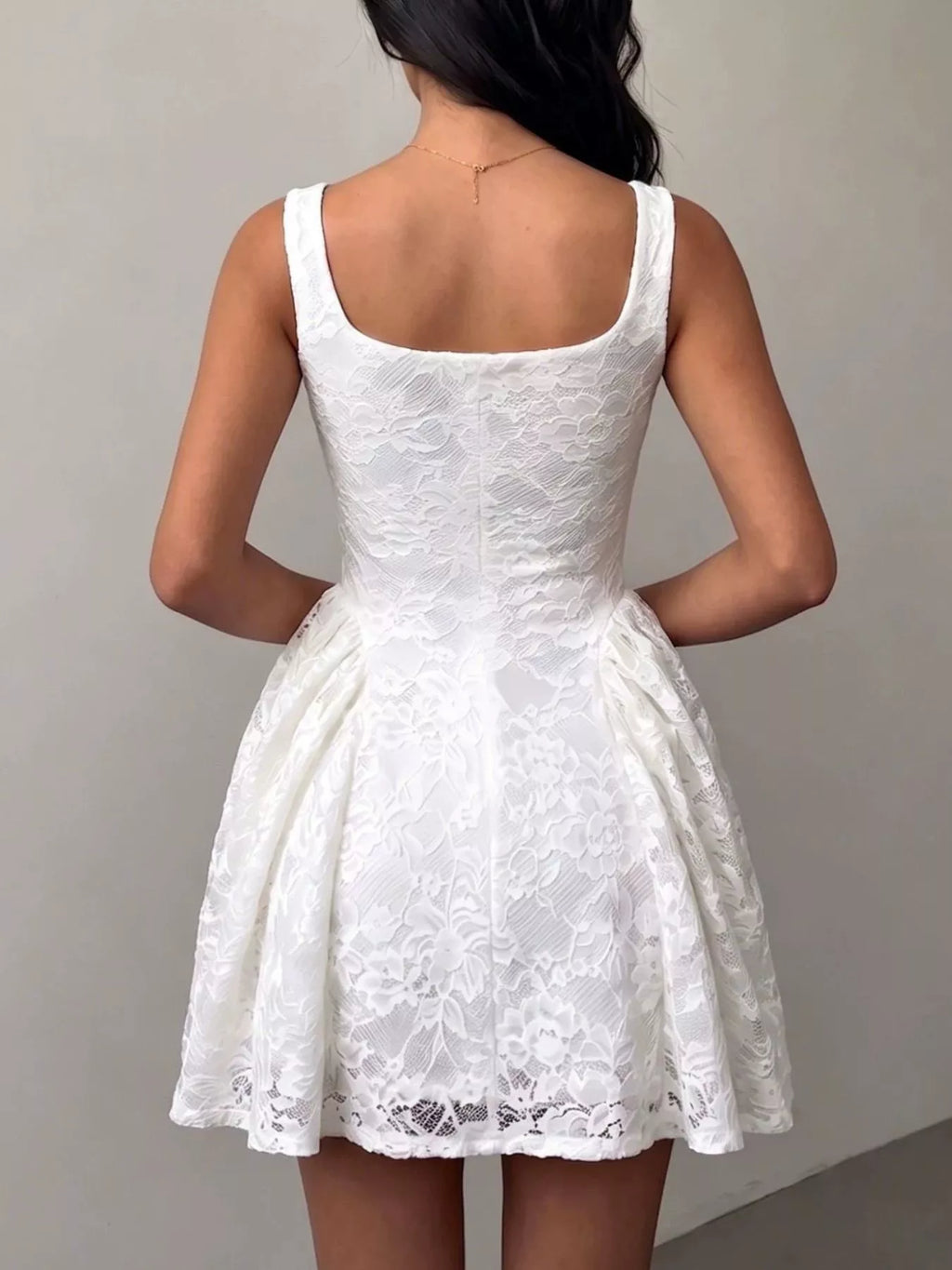 Floral Lace Square Neck Mini Dress (3)