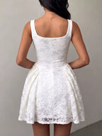 Floral Lace Square Neck Mini Dress (3)