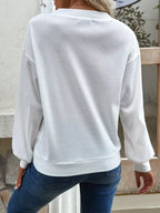 Casual V-neck Waffle Long Sleeve Top (4)