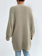 Open Front Dropped Shoulder Slit Cardigan (2)