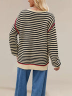 Oversized Striped Dropped Shoulder Sweater (6)