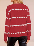 Heart Pattern Dropped Shoulder Sweater (20)