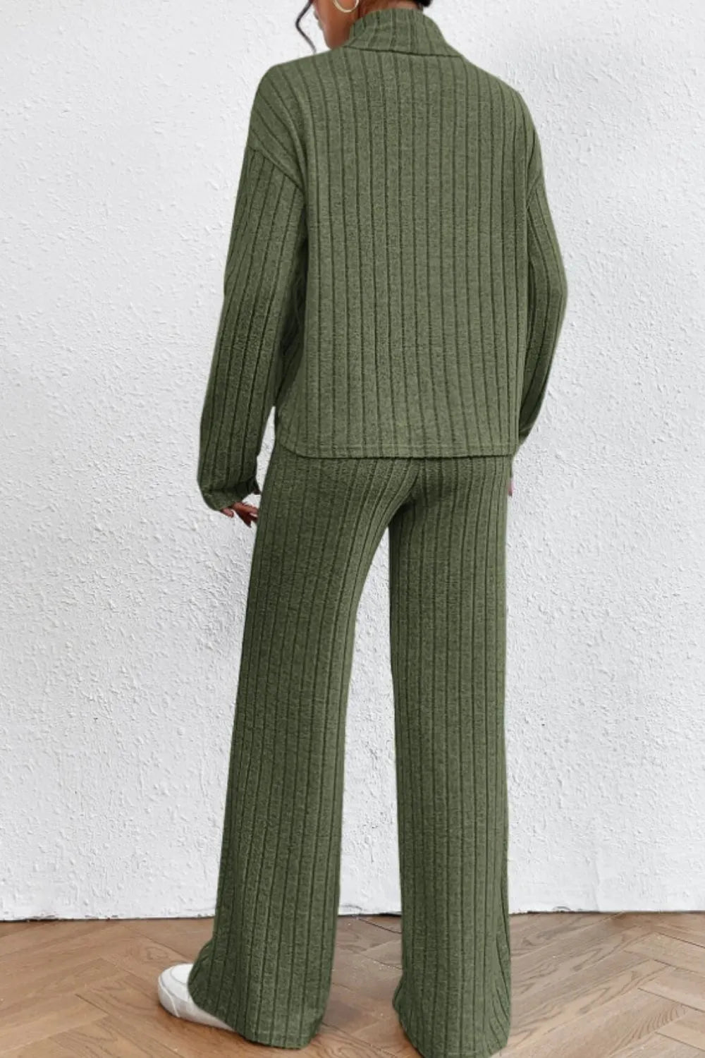 Mock Neck Dropped Shoulder Top Pants Set (16)