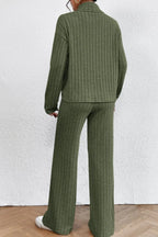 Mock Neck Dropped Shoulder Top Pants Set (16)