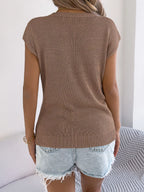 Cable Knit Openwork Cap Sleeve Sweater (9)