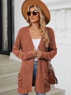 Pocketed Open Front Long Sleeve Cardigan (6)