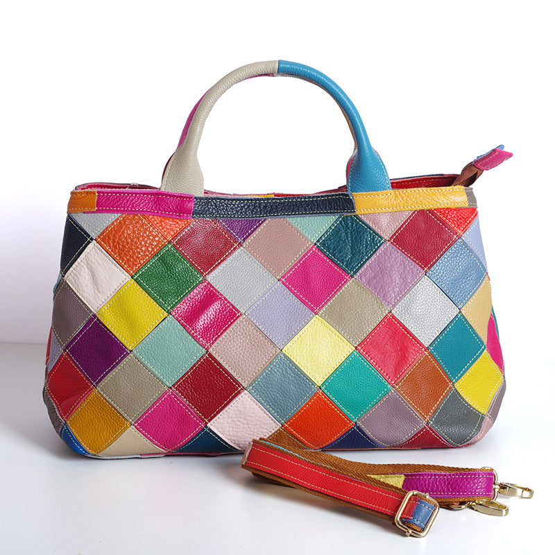 Leather Top Layer Cowhide Handbags variant CJBHNSNS21468-Colorful