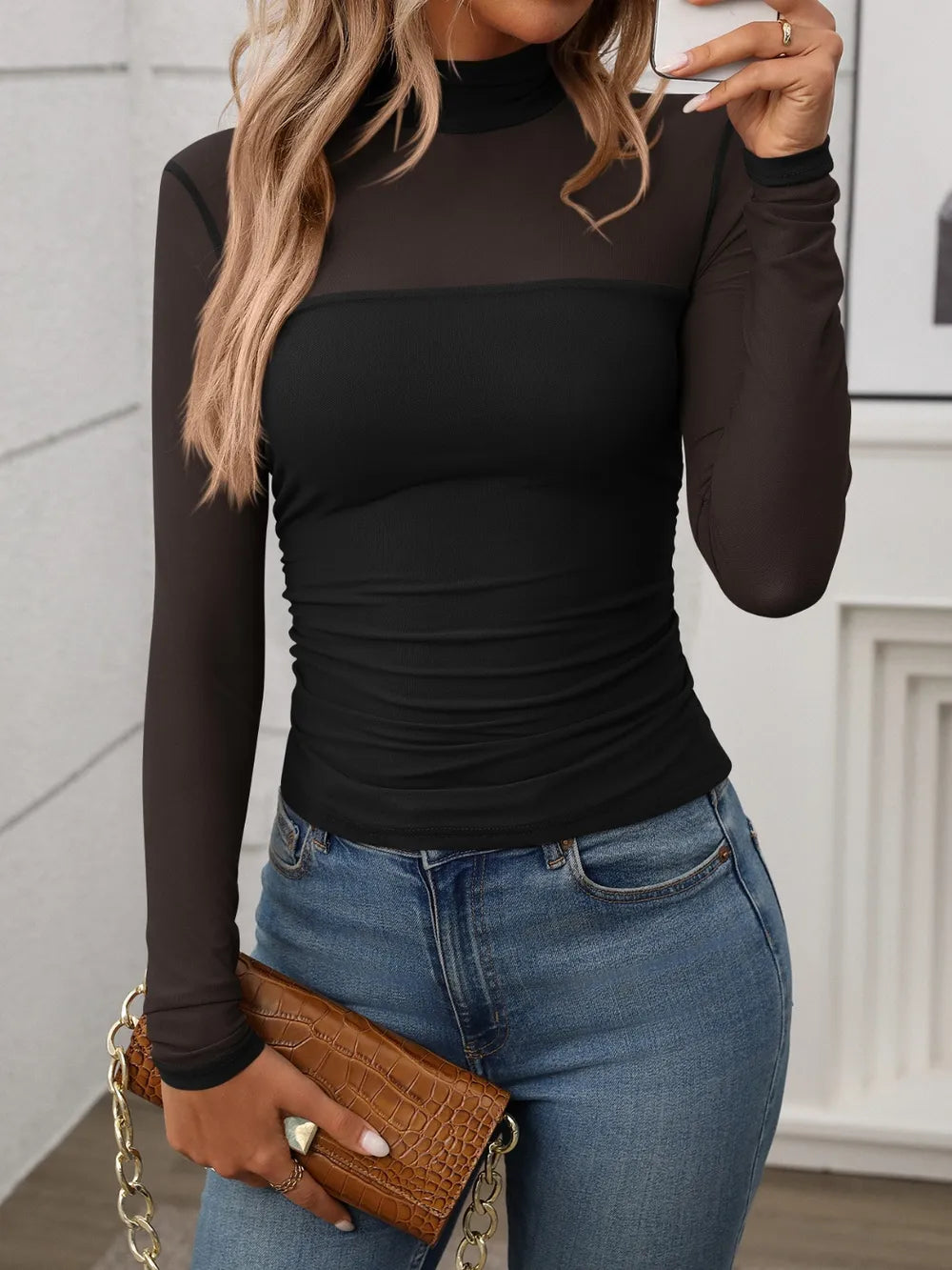Mock Neck Long Sleeve Top (4)