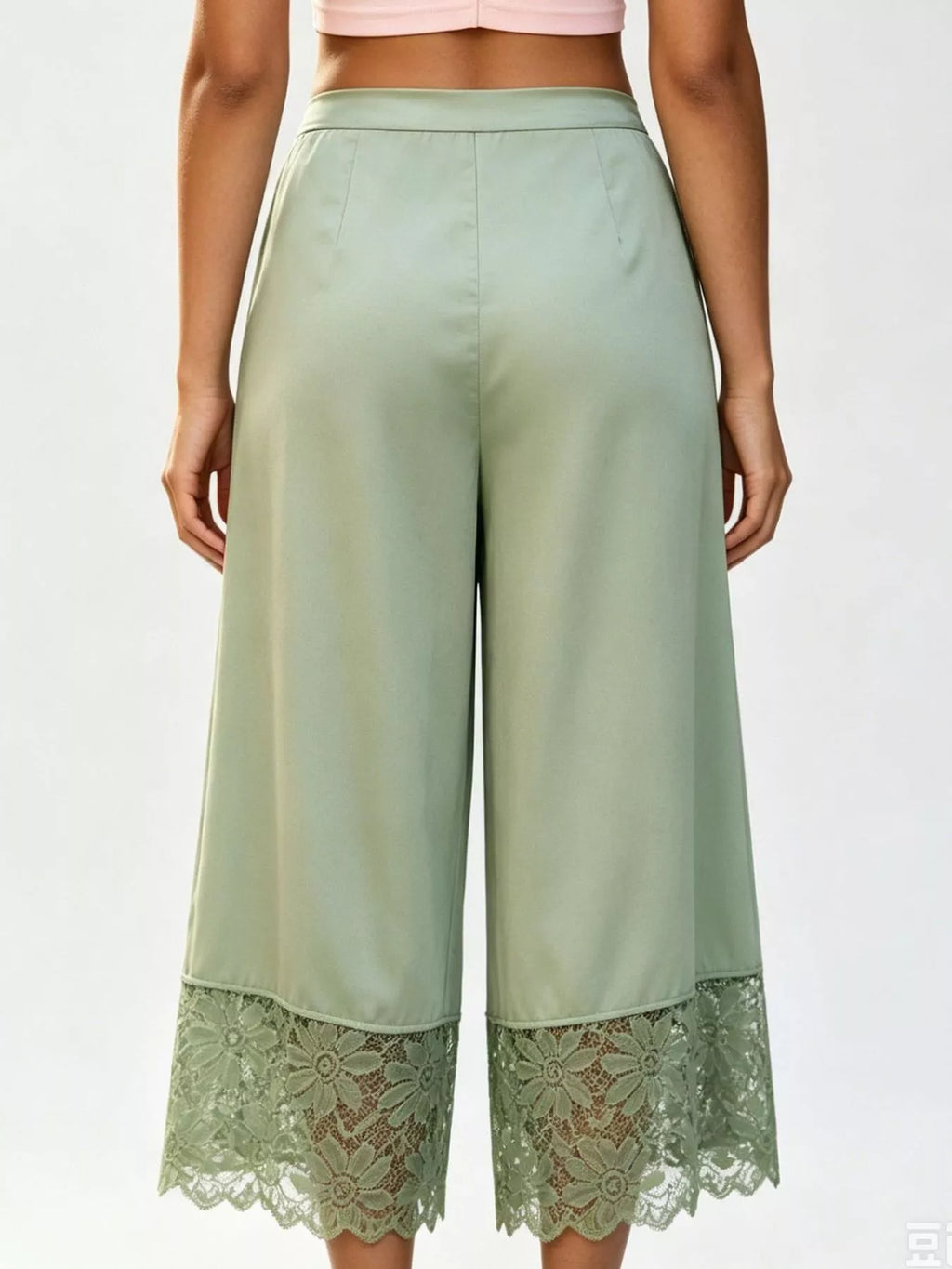 Lace Trim Wide-leg Cropped Pants (21)