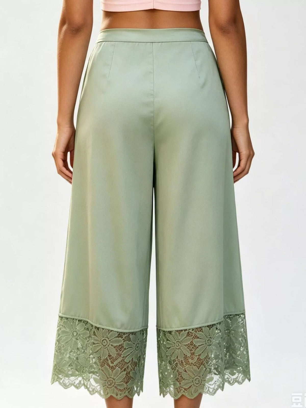 Lace Trim Wide-leg Cropped Pants (21)