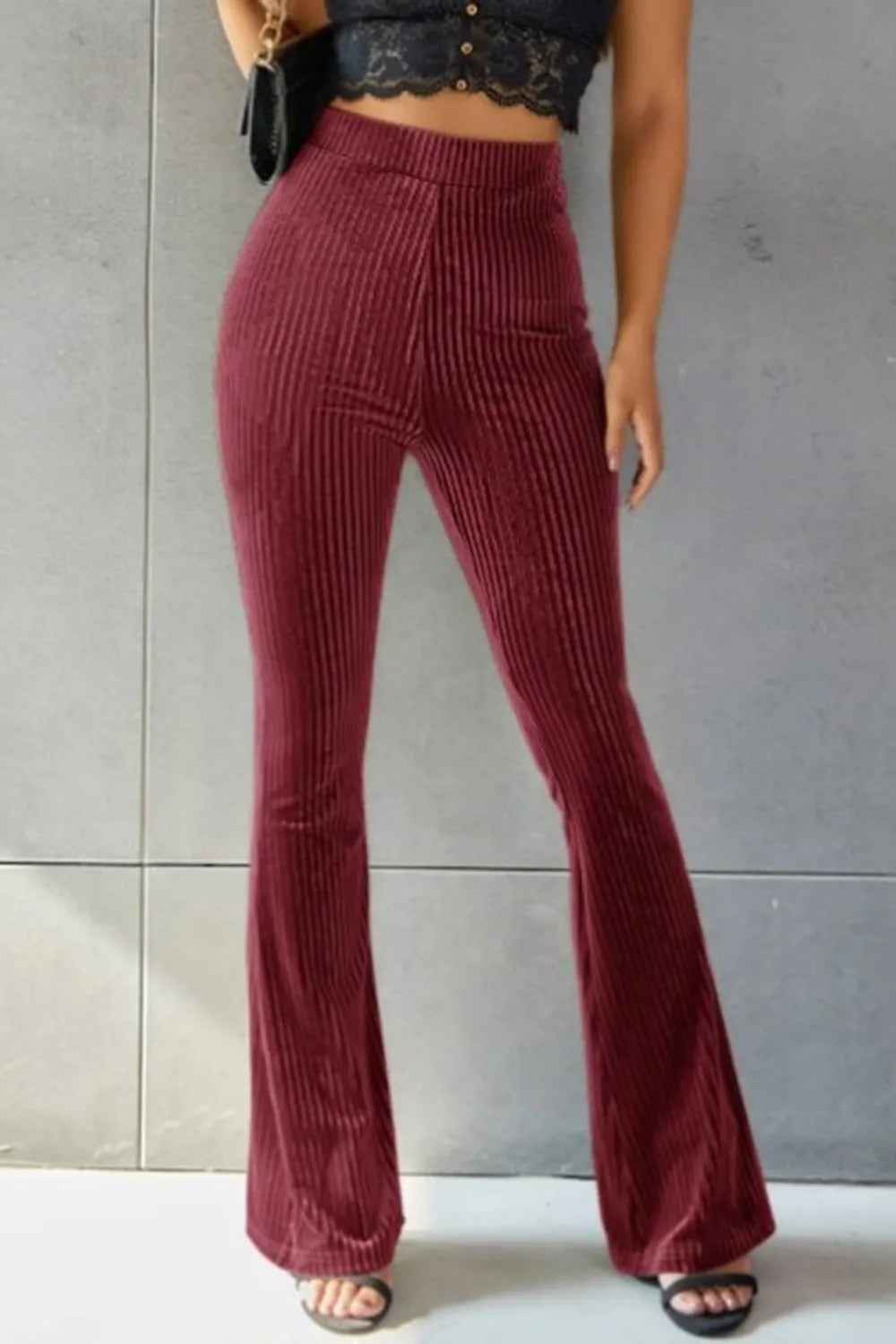 Ribbed High Waist Flare Pants (14)