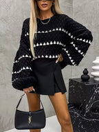 Chunky Knit Striped Sweater Balloon Sleeves (15)