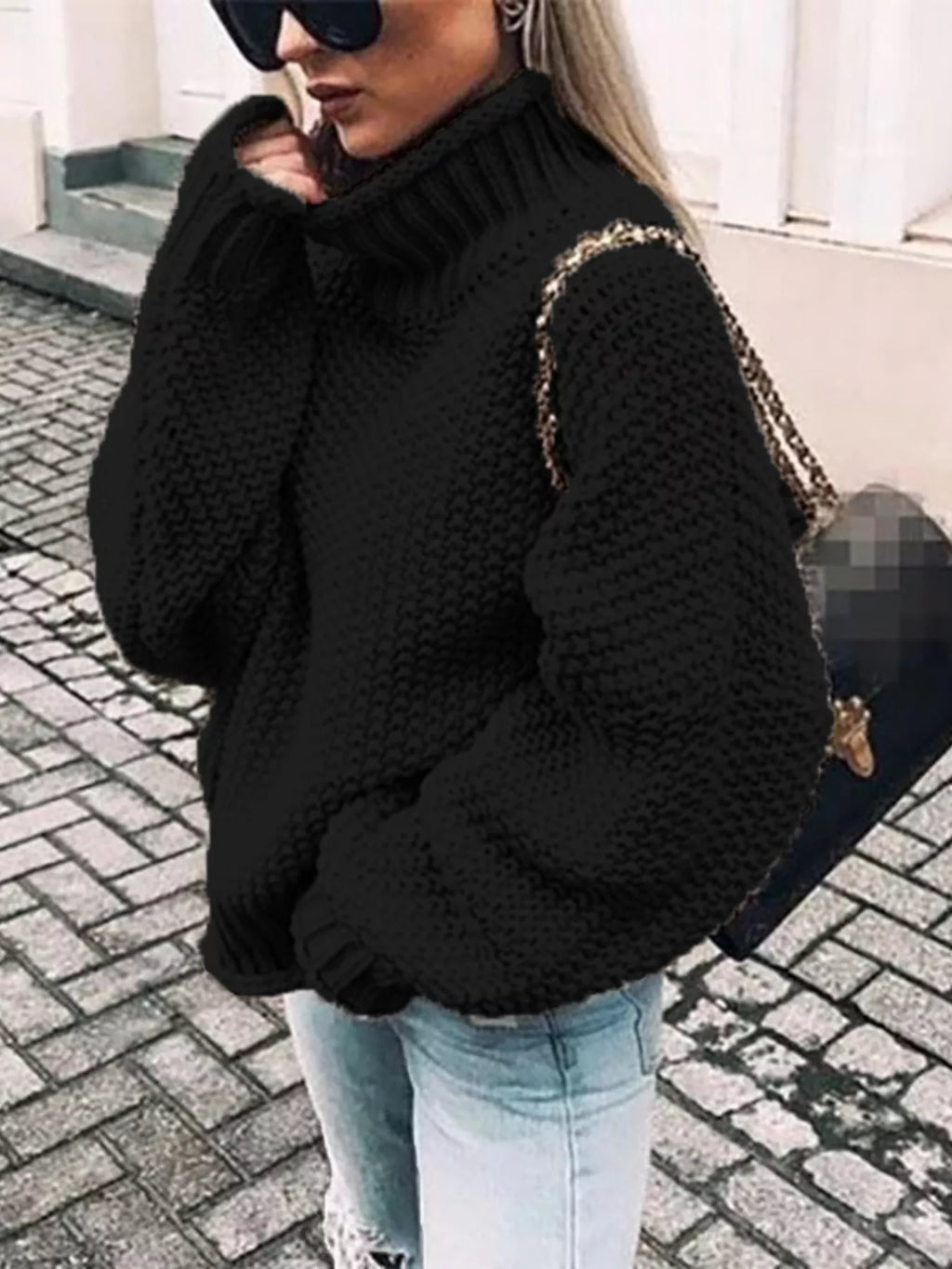 Chunky Knit Turtleneck Sweater (4)