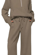Half Zip Long Sleeve Top Pants Set (6)