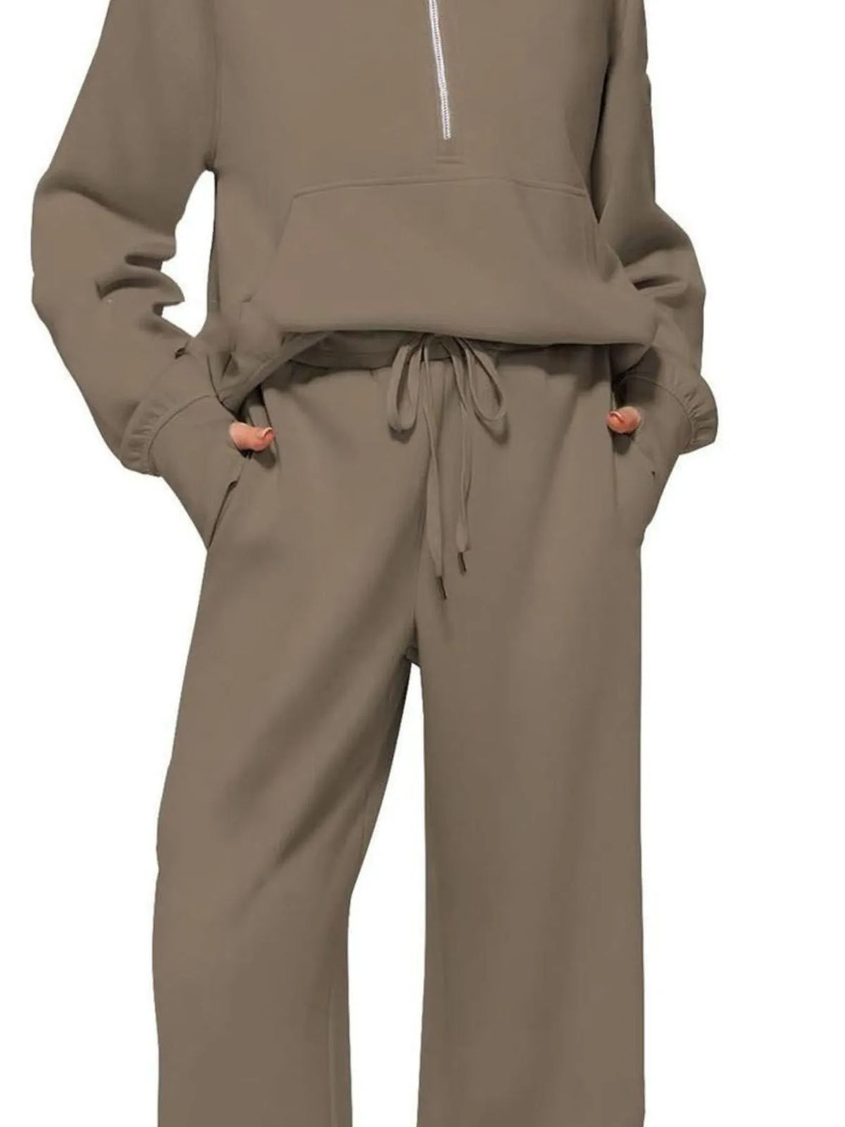 Half Zip Long Sleeve Top Pants Set (6)