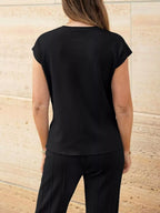 Casual Solid Color Cap Sleeve Top Pants Knit Set (8)
